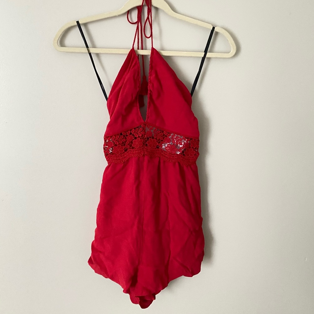 Red Halter Romper